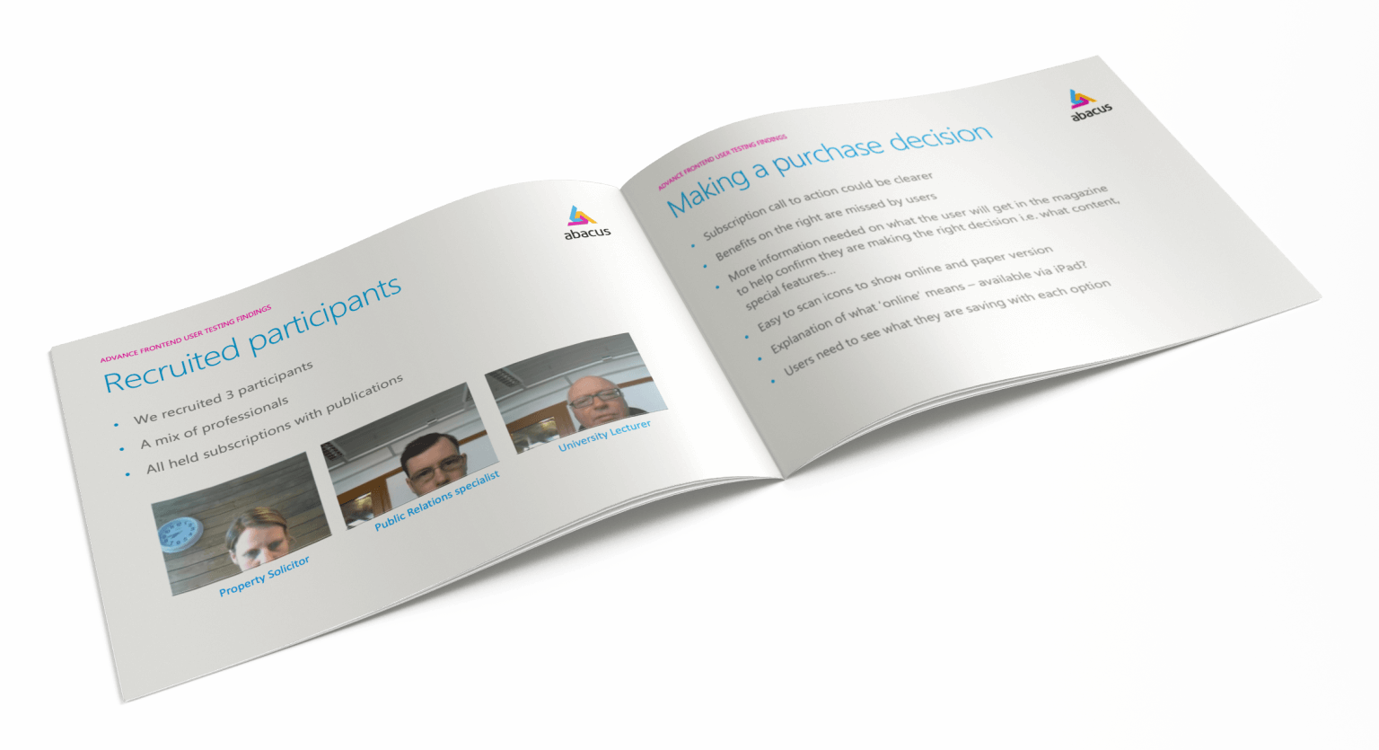 ADvance frontend user testing document