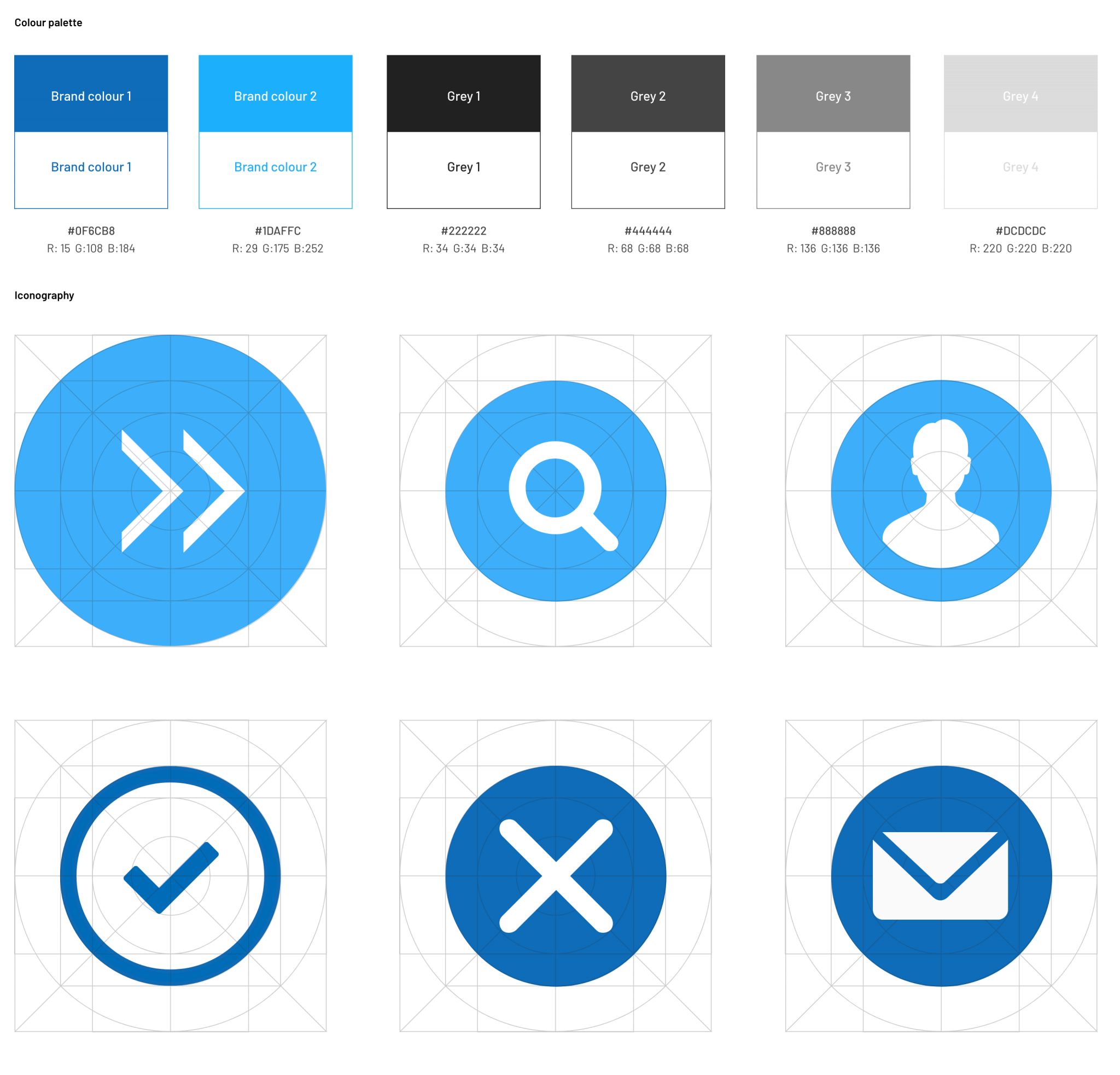 WV Cloud colour palette and icons