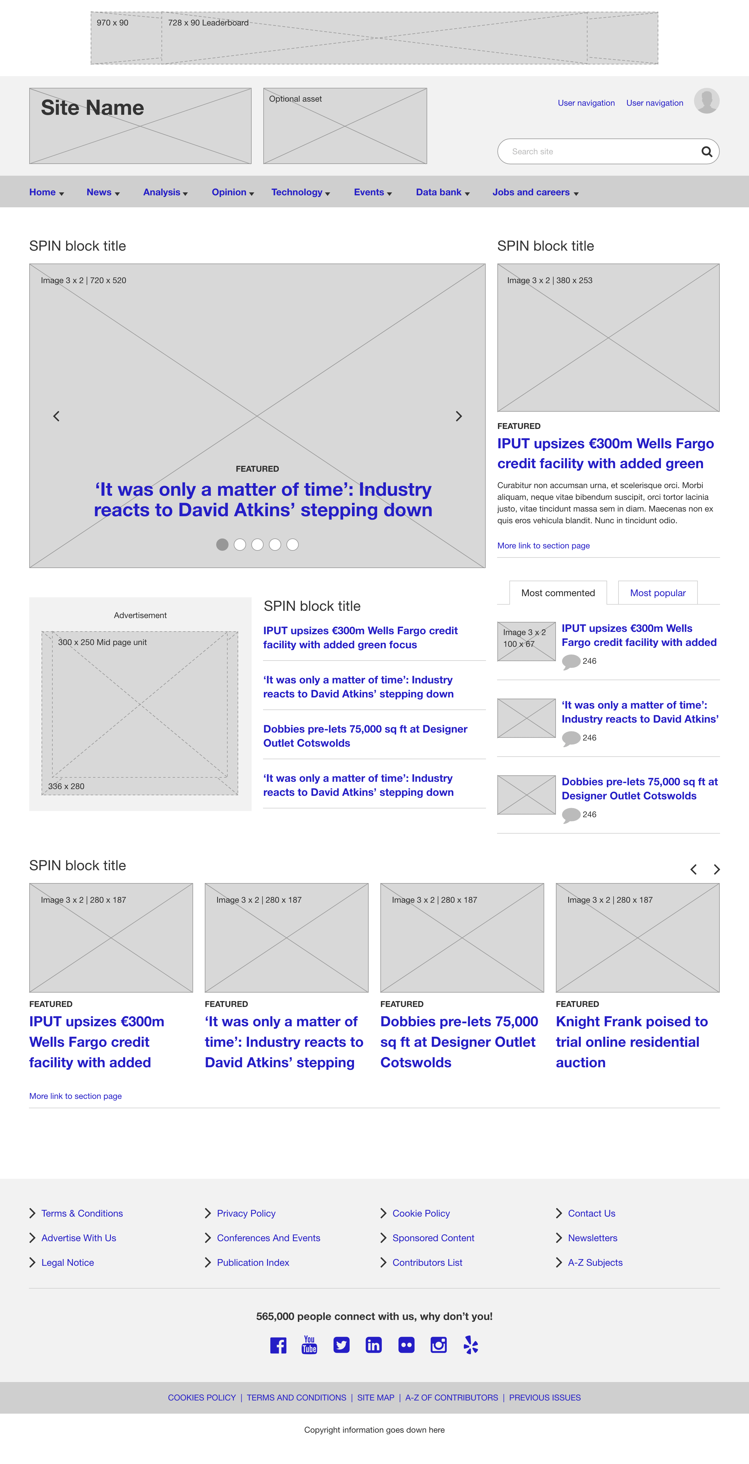 WVC wireframe home page